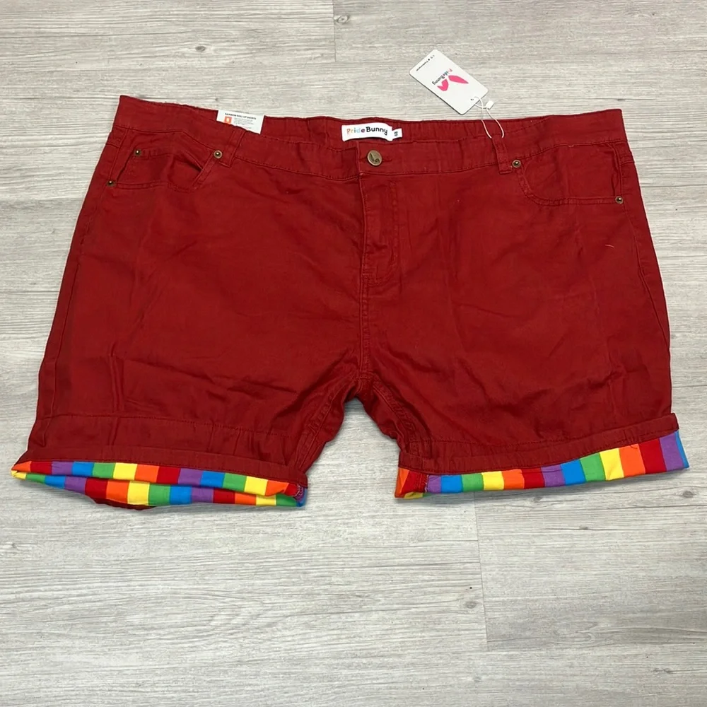 NWT! Pride Bunny Rainbow LIGHT DENIM Shorts Size: 48